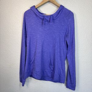 Columbia Top Women L Purple Long Sleeve Hooded Soft Stretch Outdoor Travel Hike